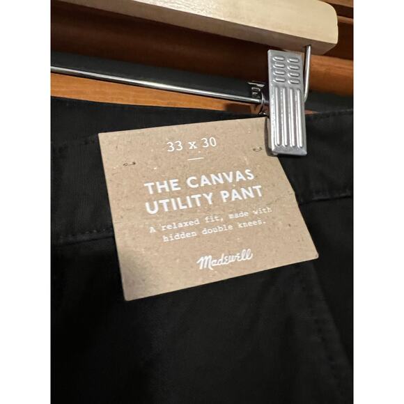 NWT Madewell Men's The Relaxed Utility Straight Pant Canvas Jet Black Size 33x30 - Picture 5 of 15